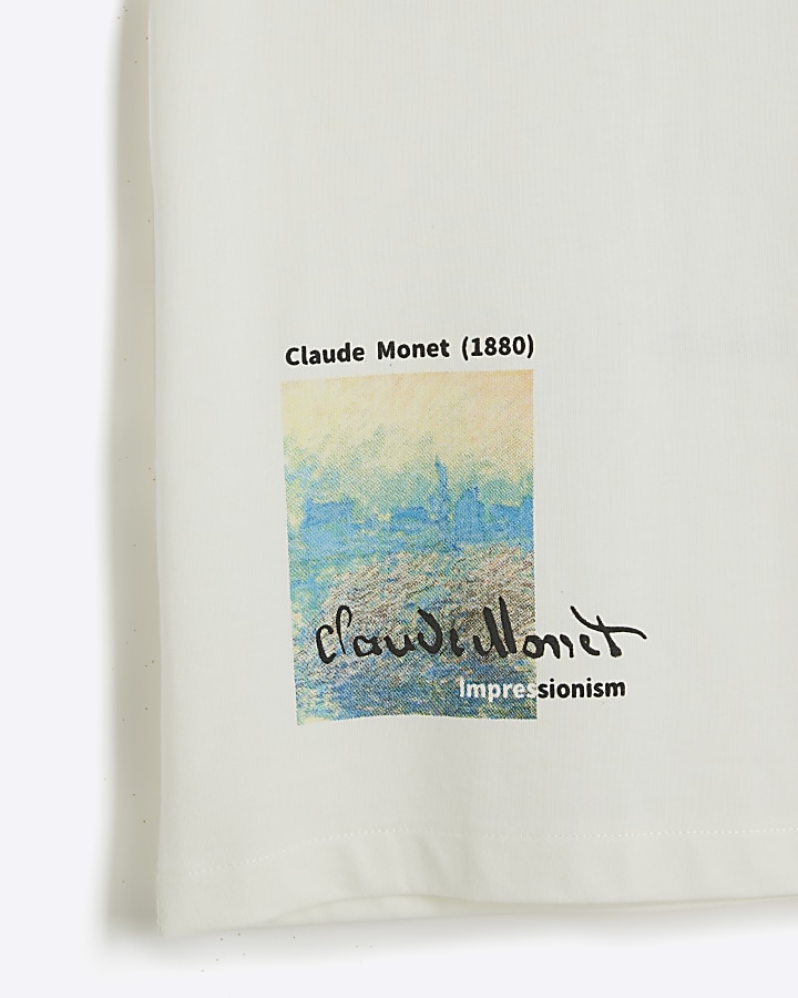 Beige regular fit Monet graphic t-shirt