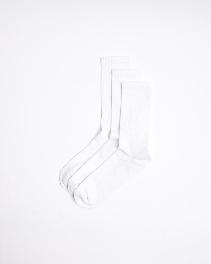 3PK white plain tube socks