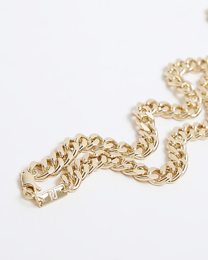 Gold curb chain necklace