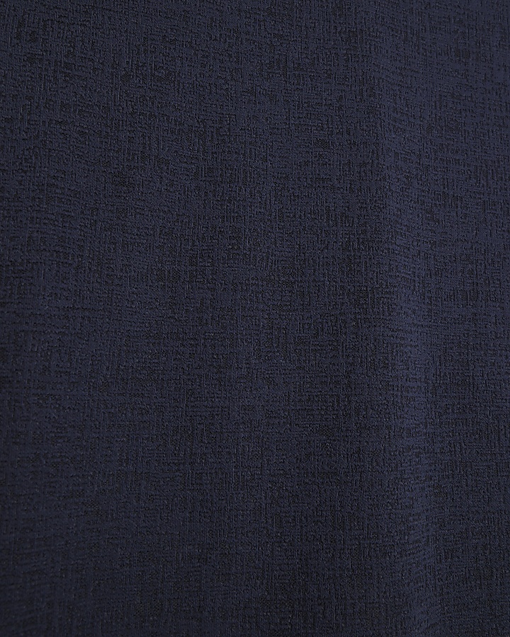 Navy slim fit textured fabric t-shirt