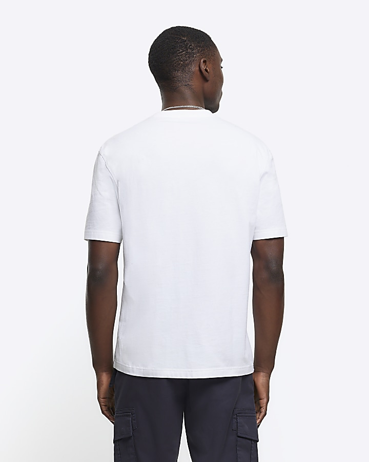 4PK white regular fit plain t-shirt