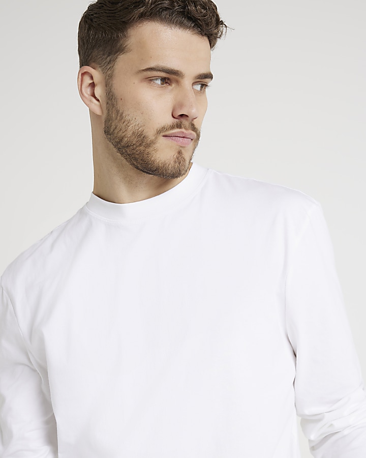 2PK white regular fit long sleeve t-shirt