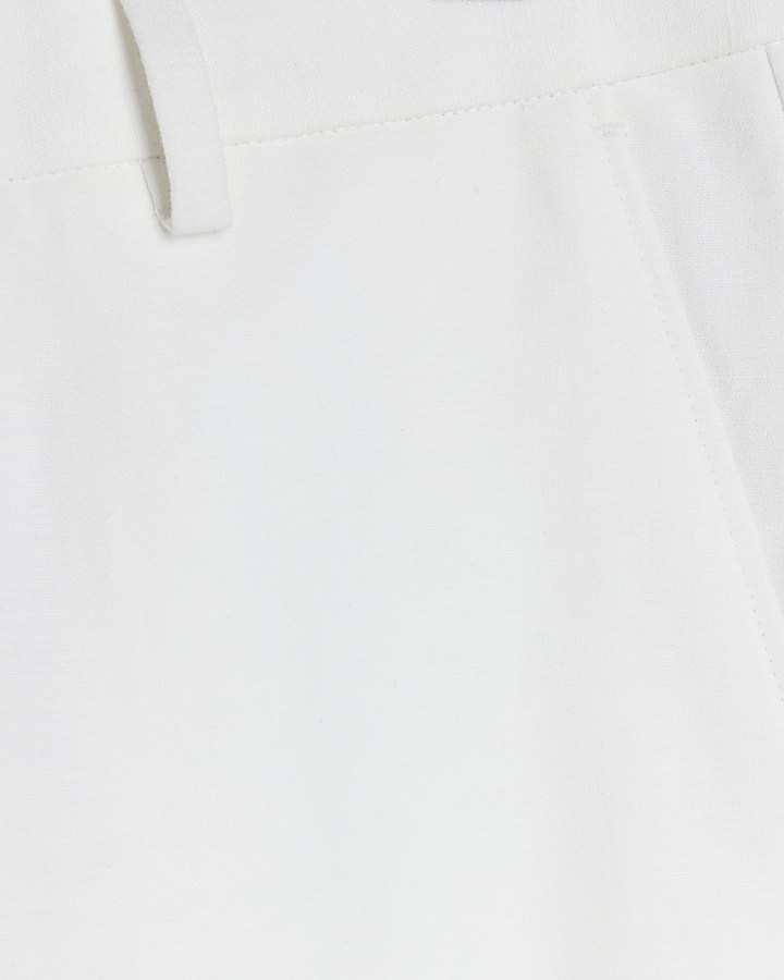 White slim fit linen blend shorts | River Island