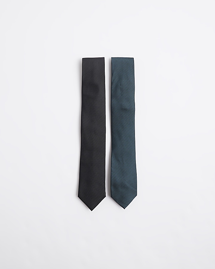 2PK green herringbone ties River Island