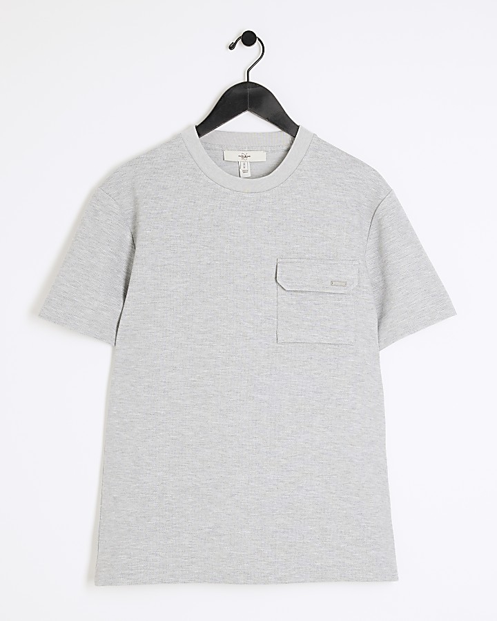 Grey slim fit chest pocket t-shirt