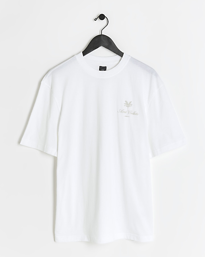 White regular fit embroidered t-shirt