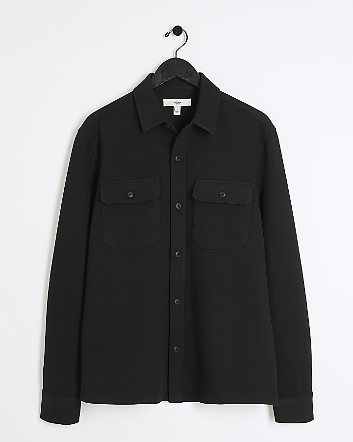 Black regular fit Jersey Overshirt