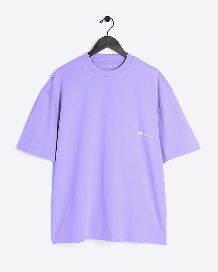 Purple oversized fit graphic print t-shirt