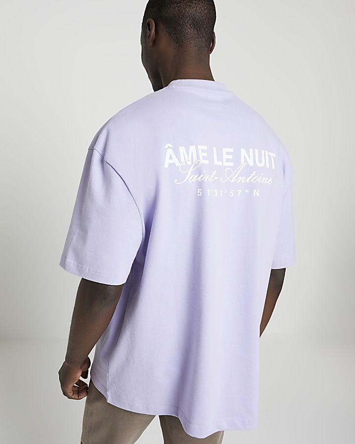 Purple oversized fit graphic print t-shirt