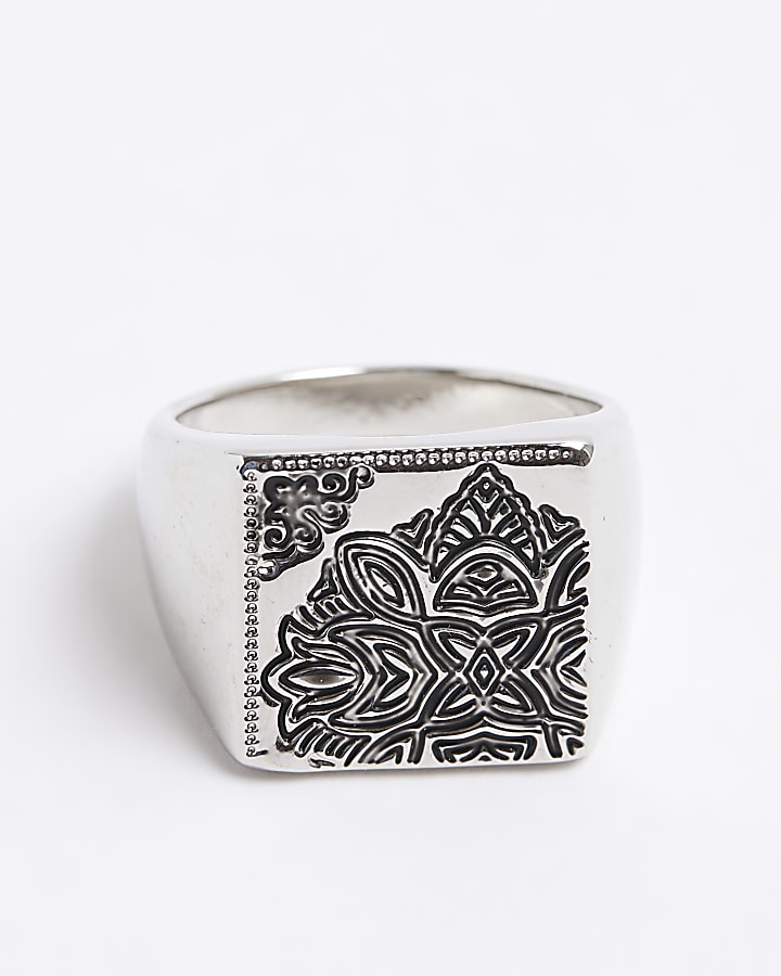 Silver Bandana Signet Ring