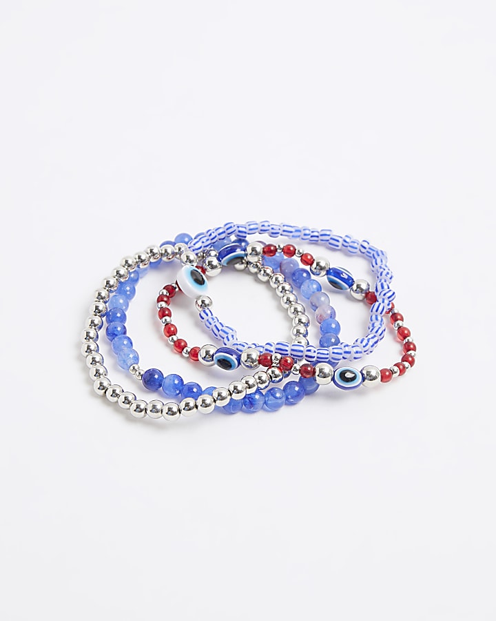 Blue Beaded Multipack Bracelets River Island
