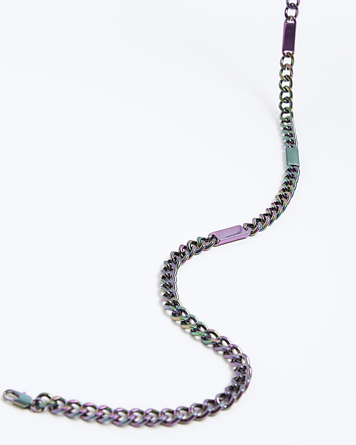 Multicoloured Metal Tag Necklace