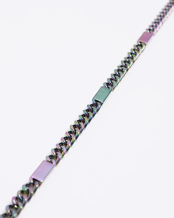 Multicoloured Metal Tag Necklace