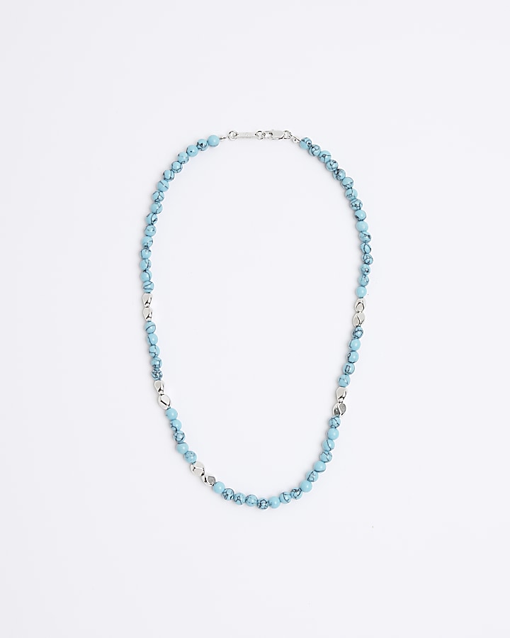 Blue Metal Beaded Necklace