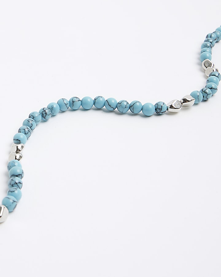 Blue Metal Beaded Necklace