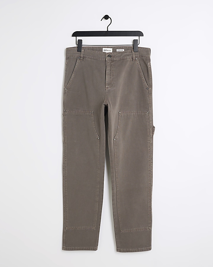 Brown straight fit carpenter jeans