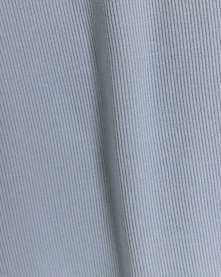 Blue regular fit ribbed vest top