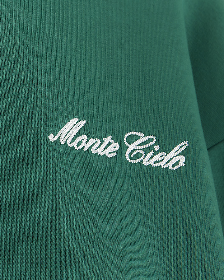 Green oversized fit embroidered hoodie