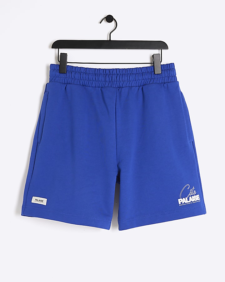 Blue regular fit graphic shorts