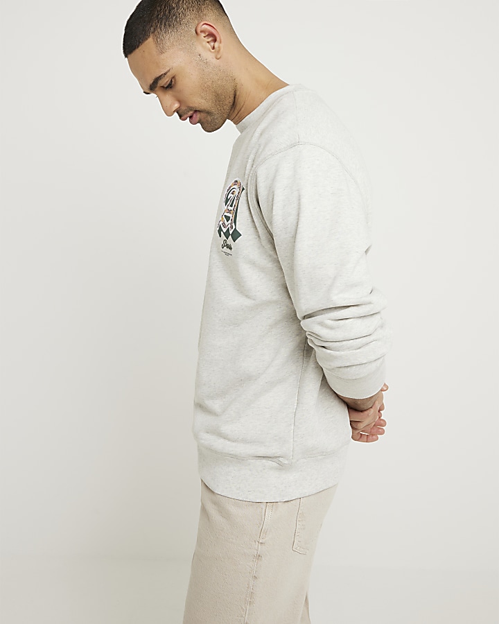 Grey regular fit embroidered sweatshirt