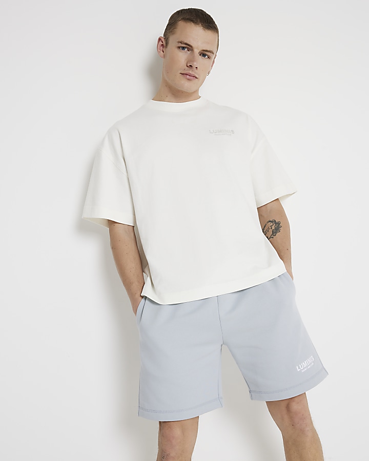 Blue regular fit graphic print shorts
