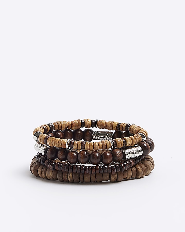 brown beaded bracelets 4 pack