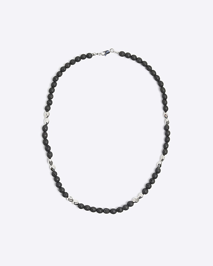 Black irregular beaded necklace