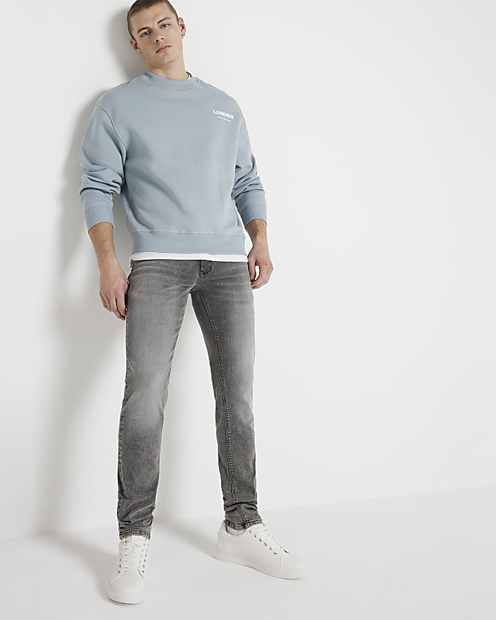 Grey faded skinny fit jeans