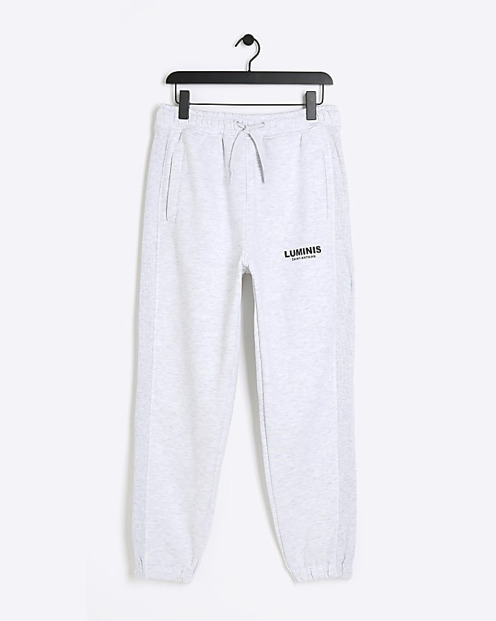 Grey regular fit graphic cuffed joggers