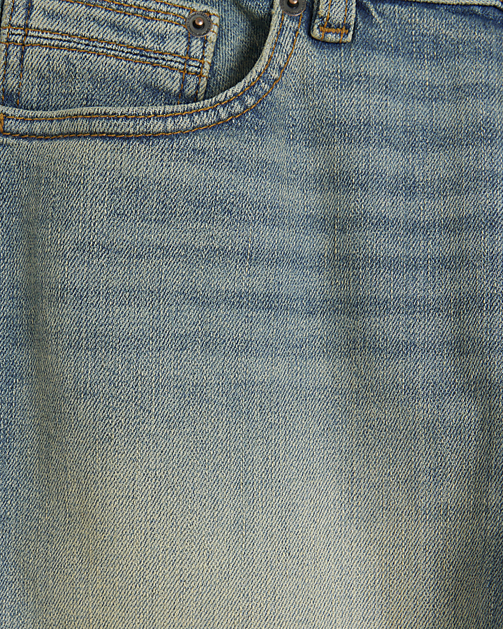 Blue slim fit washed jeans