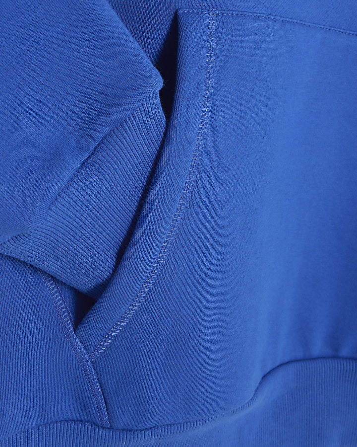 Blue regular fit script graphic hoodie