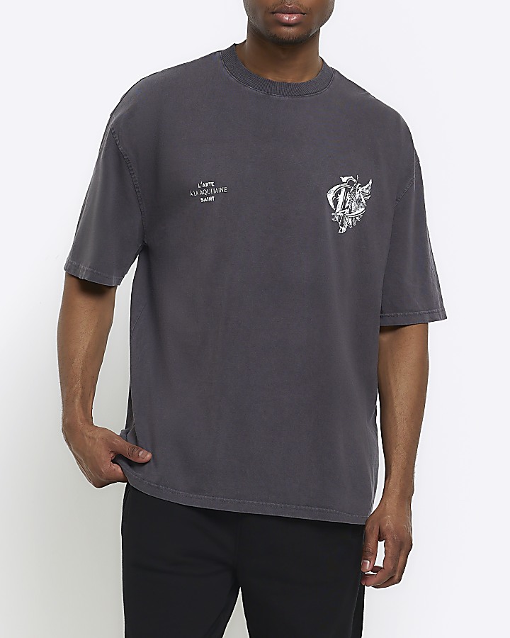 Black regular fit graphic Renaissance t-shirt