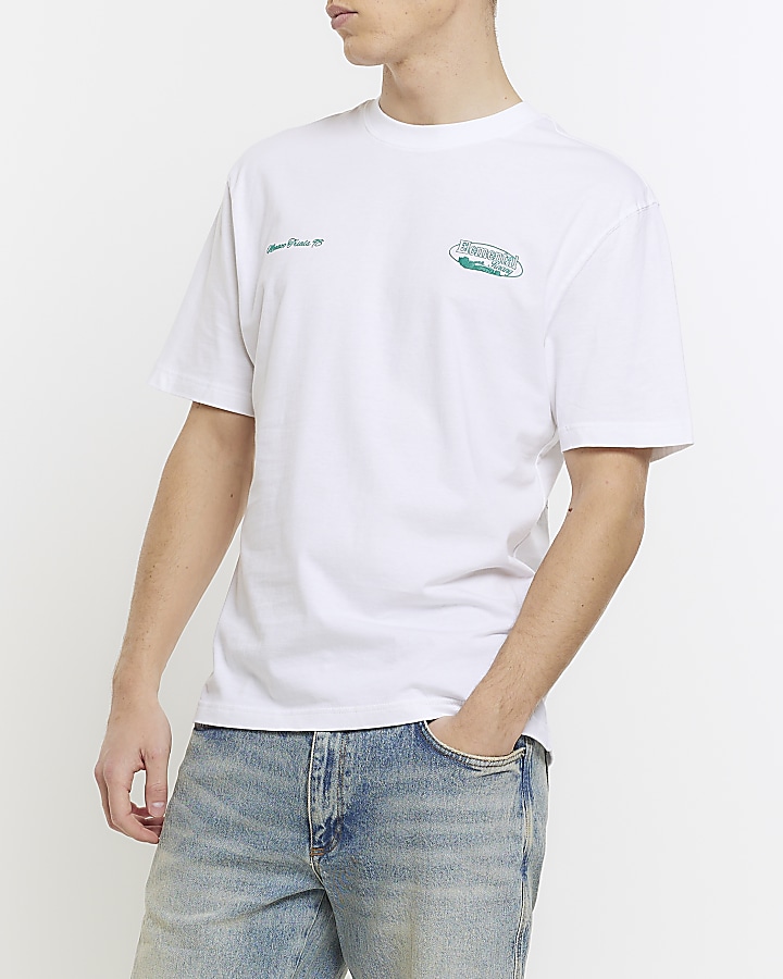 White regular fit graphic print t-shirt