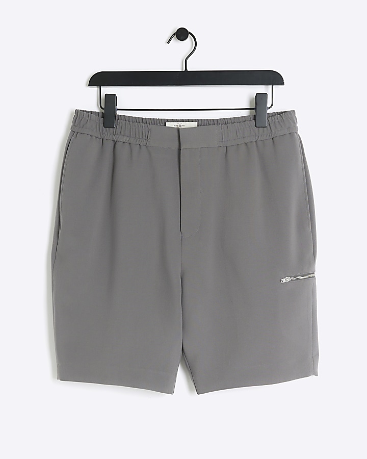 Grey slim fit casual shorts