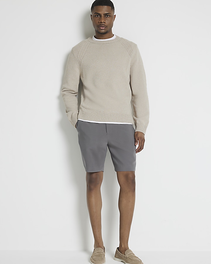 Grey slim fit casual shorts