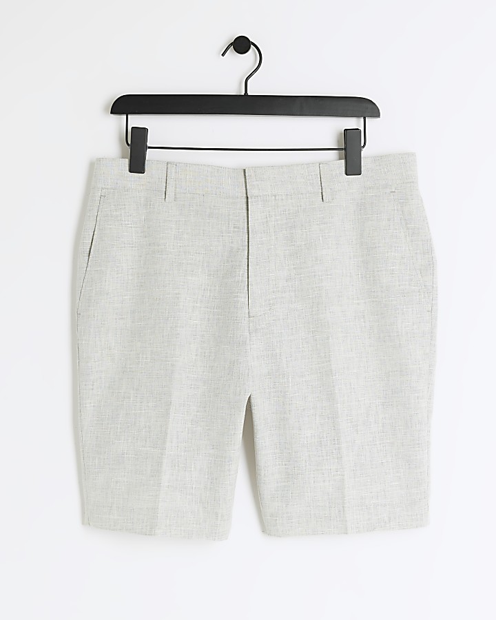 Grey slim fit texture shorts