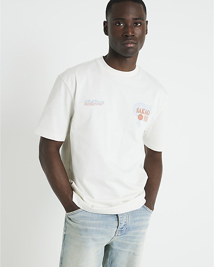 White regular fit graphic t-shirt