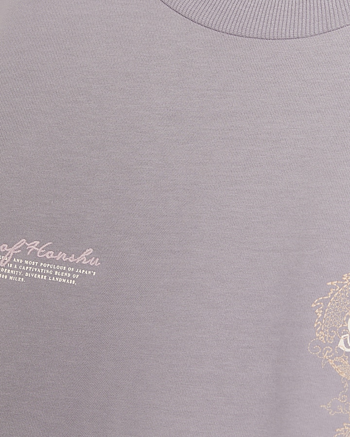 Purple regular fit embroidery t-shirt