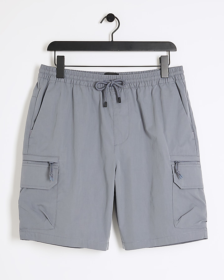 Blue regular fit cargo shorts