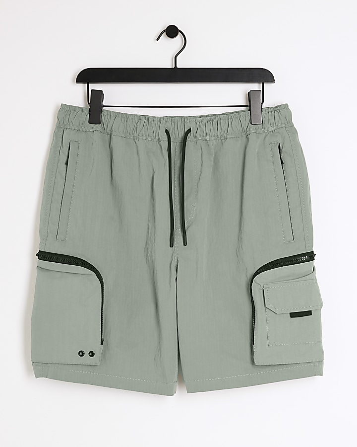 Green Regular Fit Ripstop Cargo Shorts