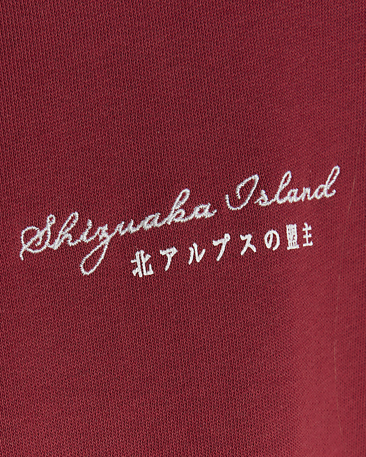 Red regular fit Japanese graphic sweatshirt
