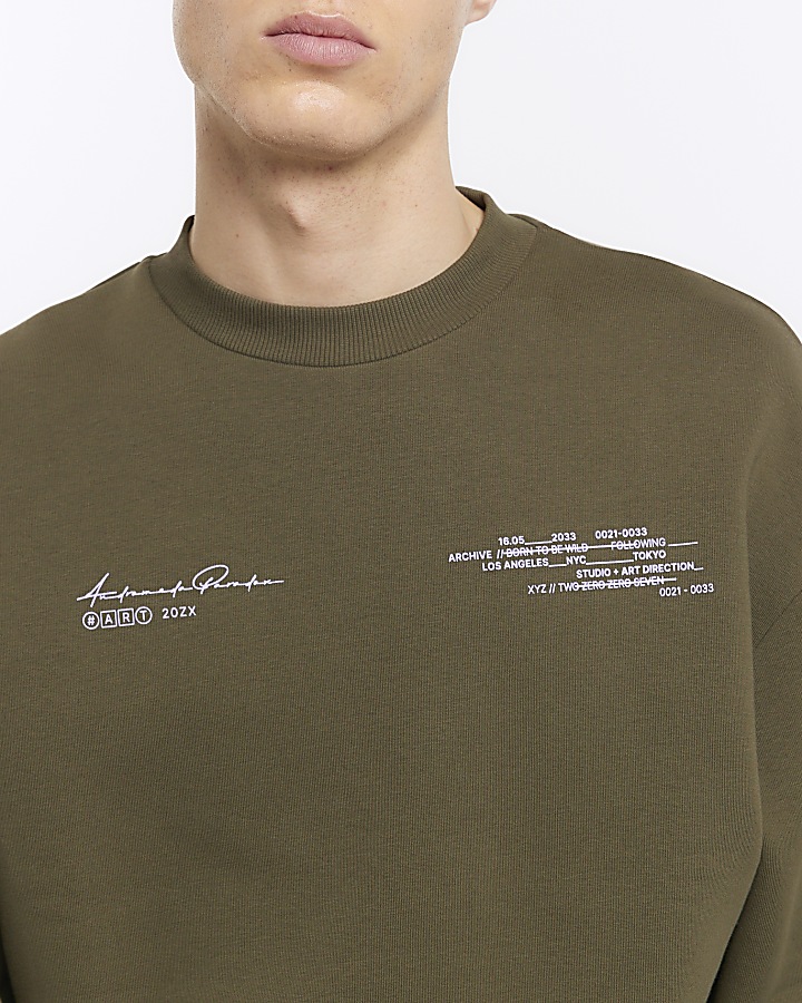 Green oversized fit graphic sweatshirt
