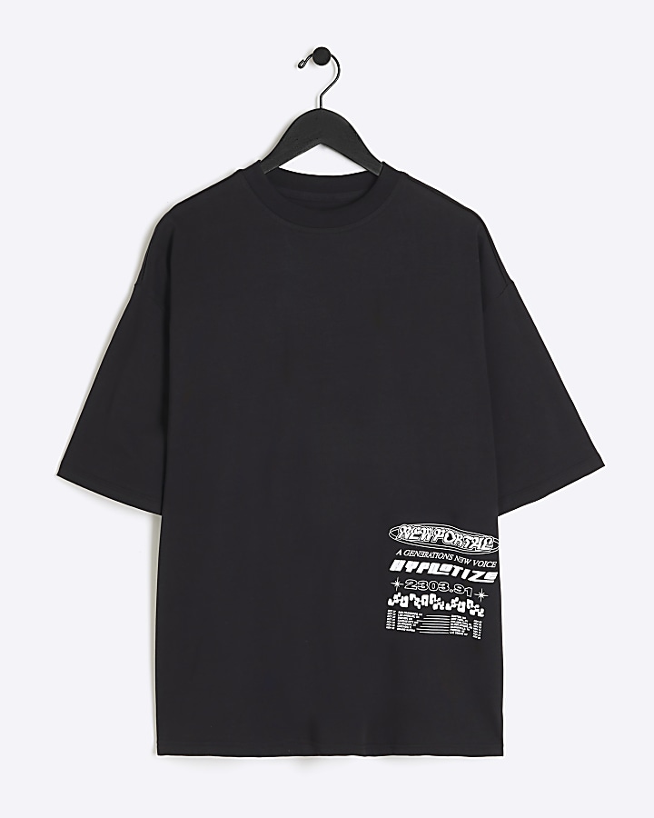 Black regular fit graphic t-shirt