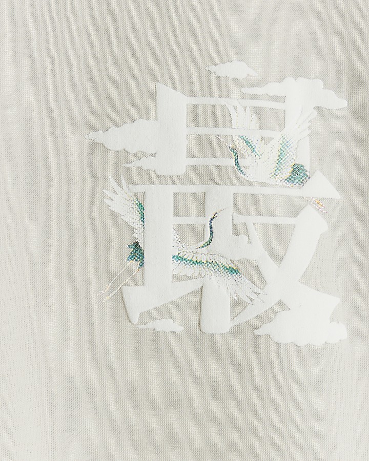 Grey regular fit embossed Japanese t-shirt