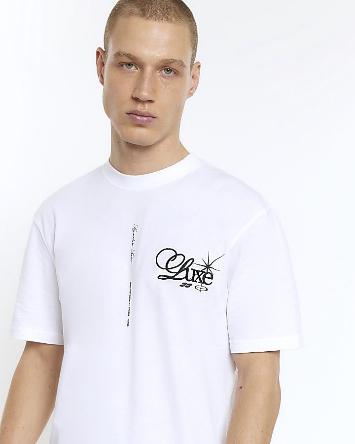 White regular fit graphic Hollywood t-shirt | River Island