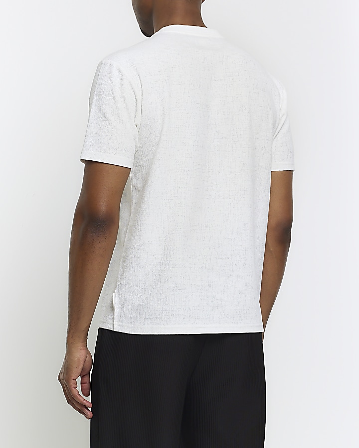 White slim fit burnout smart t-shirt