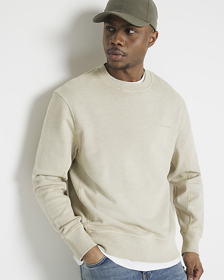 Brown regular fit loopback sweatshirt