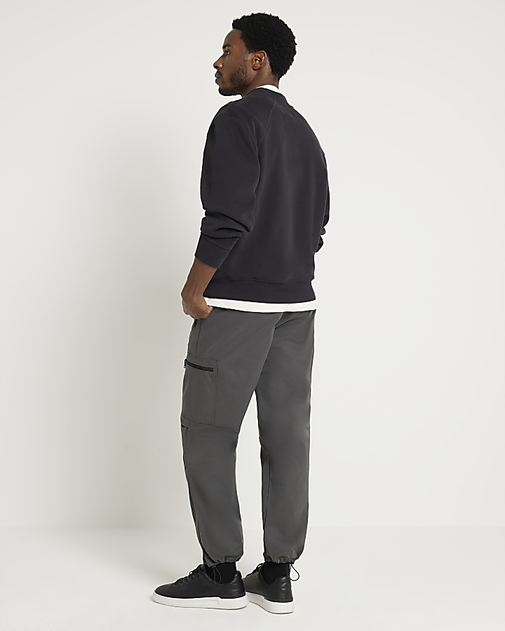 Grey Regular fit Zip Pocket Cargo Trousers