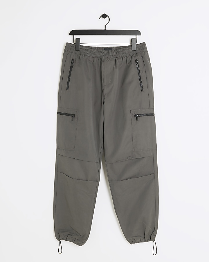 Grey Regular fit Zip Pocket Cargo Trousers