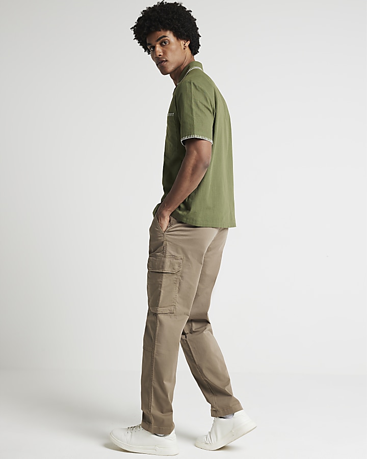 Stone regular fit utility cargo trousers